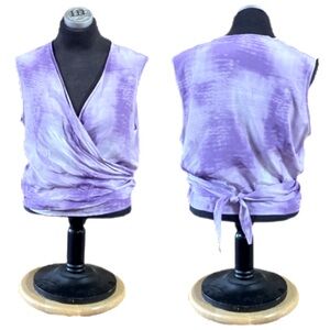 Lafayette 148 100% Silk Y2K Vintage Watercolor Sleeveless Wrap Top Size 16
